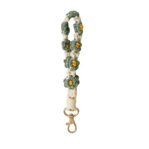 Green Soft Daisy Flower Braided Keychain, Daisy Flower Rustic Style Wristband